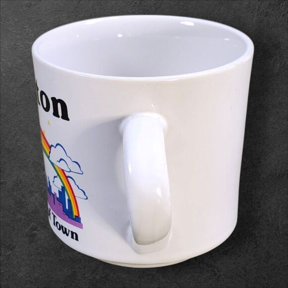 Vintage 80s Boston Skyline Rainbow Mug Papel Pride Souvenir Coffee Cup Retro - Picture 3 of 8